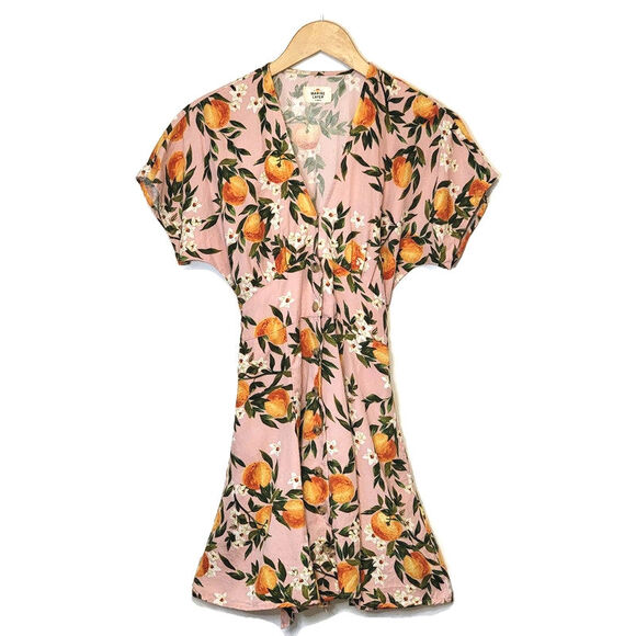 Marine Layer Camila Tropical Floral Orange Print Summer Pink Mini Dress Size XS - Picture 15 of 15